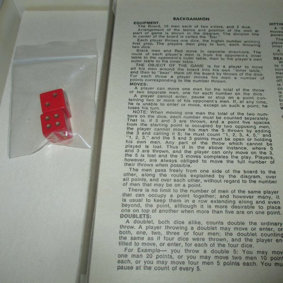 Backgammon And Acey-Deucy Board Game (Milton Bradley, 1973) (complete) Vintage1 - Picture 4 of 6